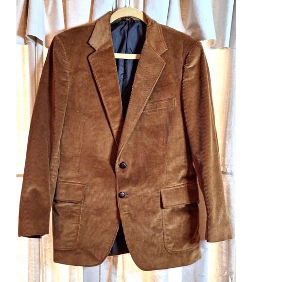 Mens Vtg 911 Collection Brown Corduroy 2 Button Sport Coat Blazer Size 42R NWT - Picture 1 of 14